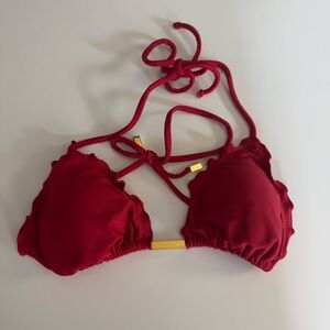 VIX Paula Hermanny Red Bikini Top with Gold Accents. Size M.